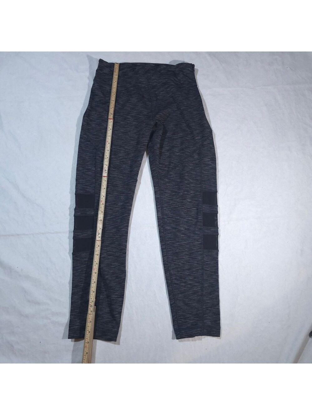 ABS Black and Gray Heathered Leggings with Side Detail, Size Large